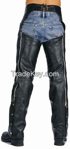 MENS MOTORBIKE CLASSIC GENUINE LEATHER RIDING CHAP PANT