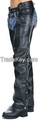 MENS MOTORBIKE CLASSIC GENUINE LEATHER RIDING CHAP PANT