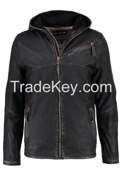 womens hooded leather jacket sale