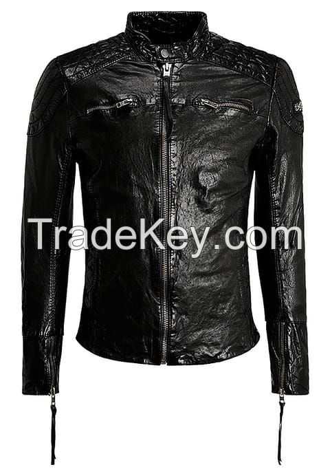 mens leather jacket with hood