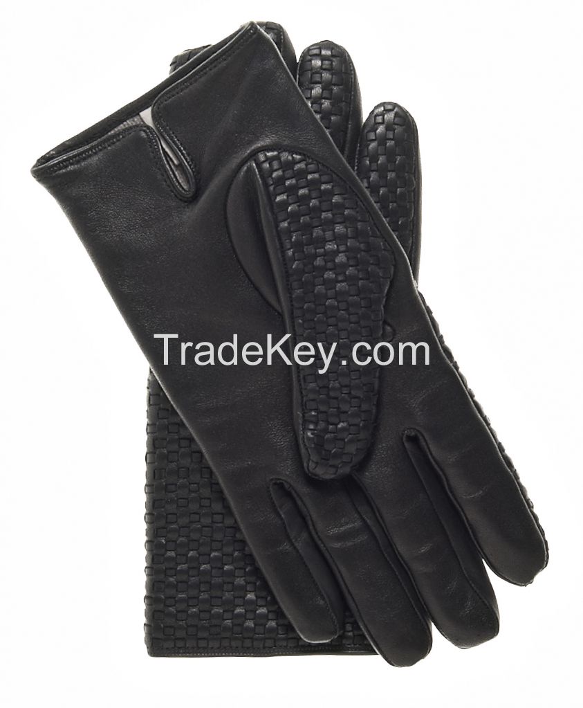 2018 black driving leather gloves