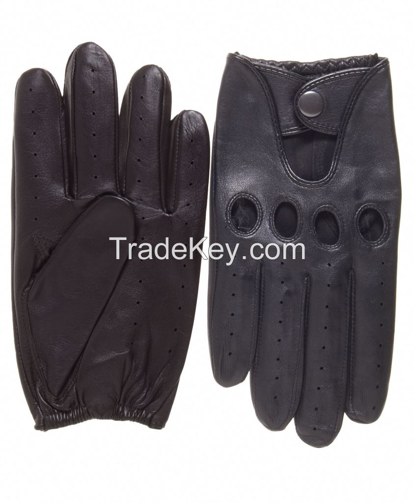 2018 black  driving leather gloves