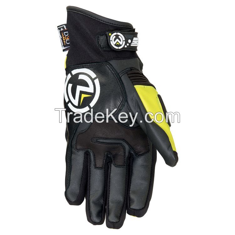 2018  black and yellow leather bike gloves