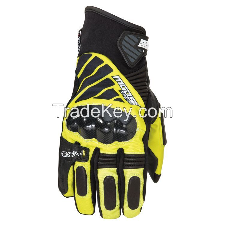 2018  black and yellow leather bike gloves
