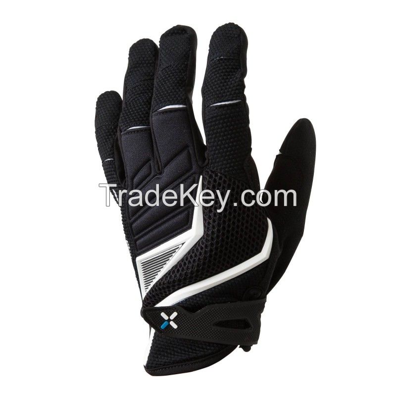 white  and black   leather cycling gloves