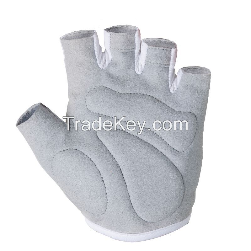 white  leather cycling gloves