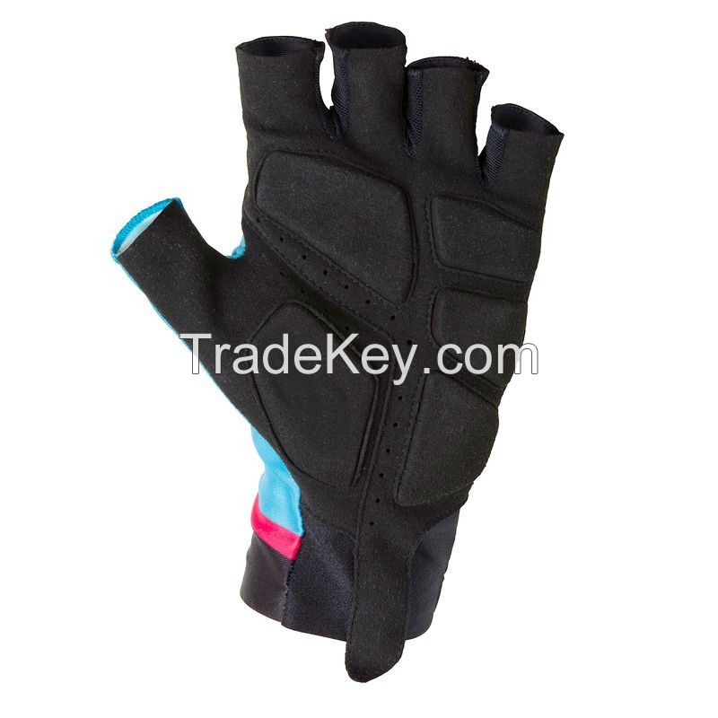 new  black and blue  leather cycling gloves