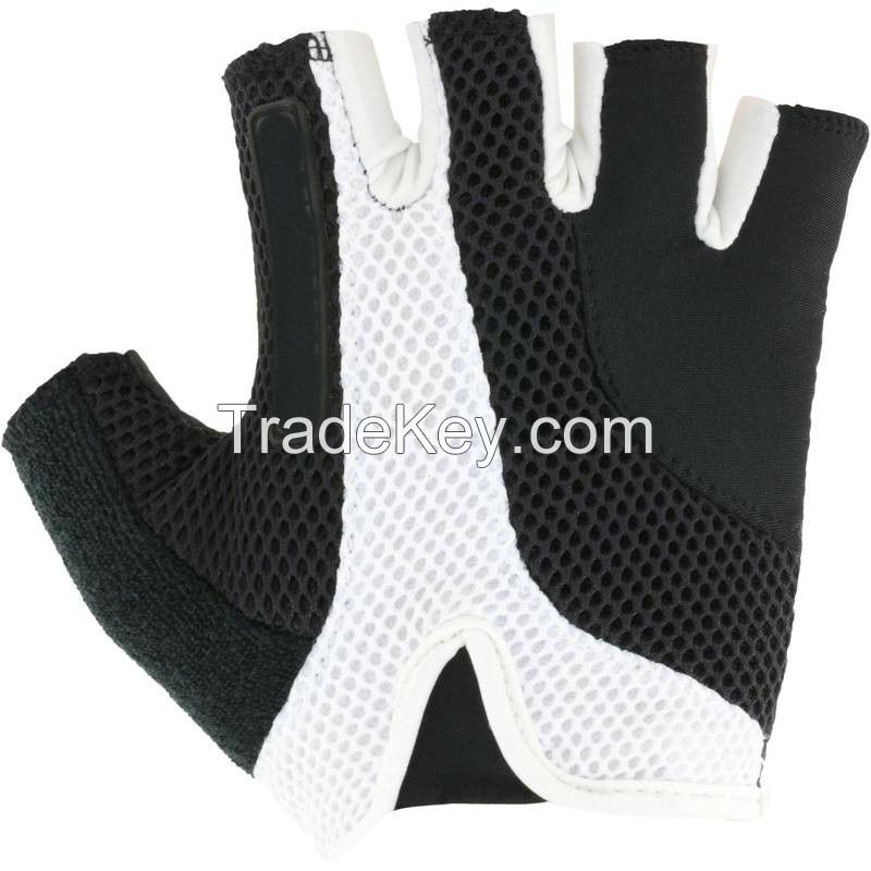 haf black and white   leather cycling gloves