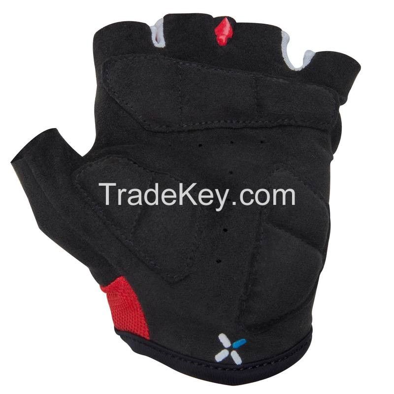 red and  black   leather cycling gloves