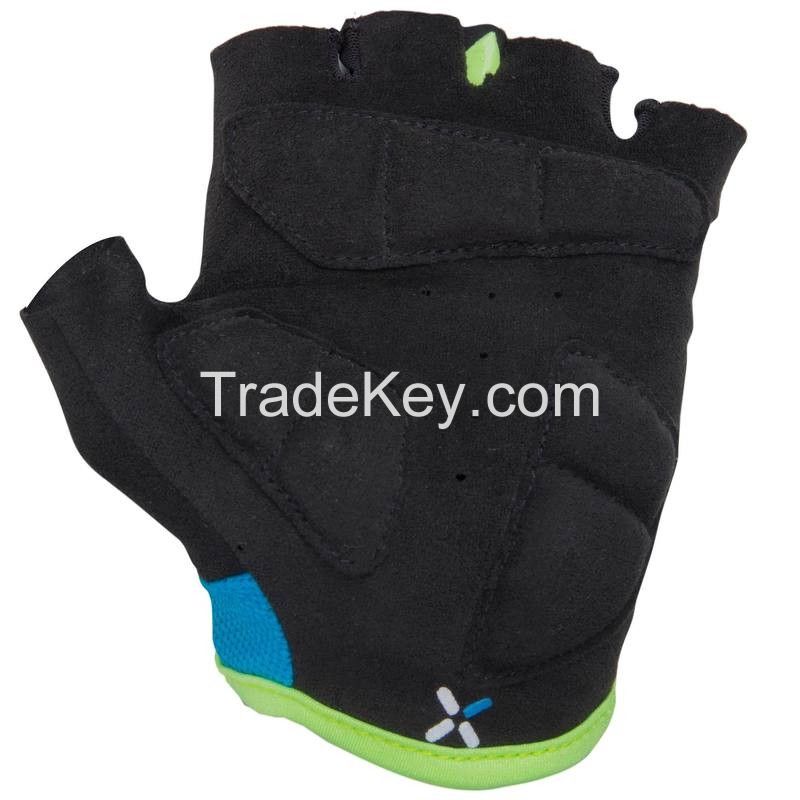 blue and  black   leather cycling gloves