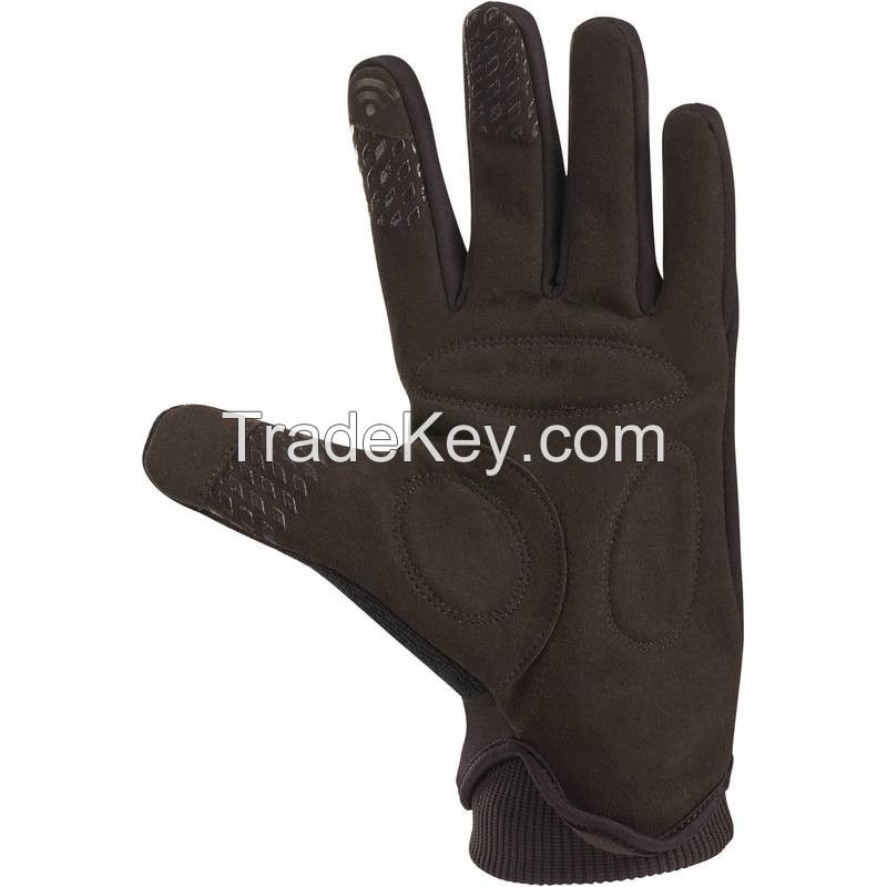 black  leather cycling gloves