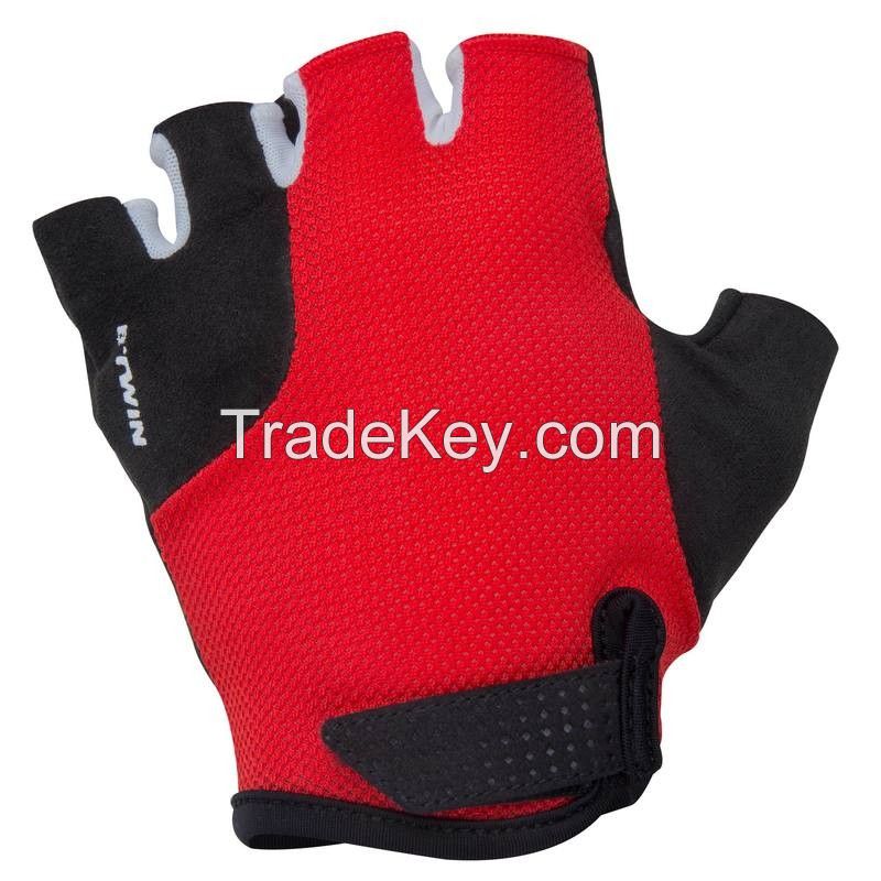 red and  black   leather cycling gloves