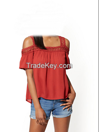 2018 red design blouses and top