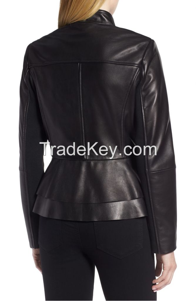feminine silhouette women  leather jacket