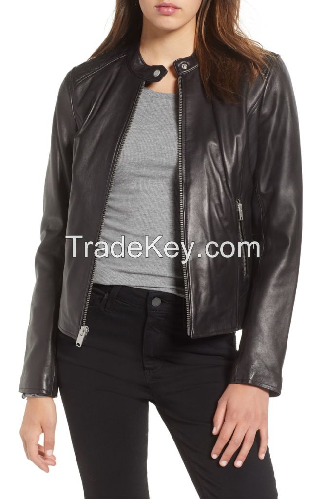 black leather jacket