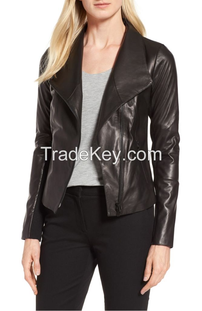 black  leather  women jacket