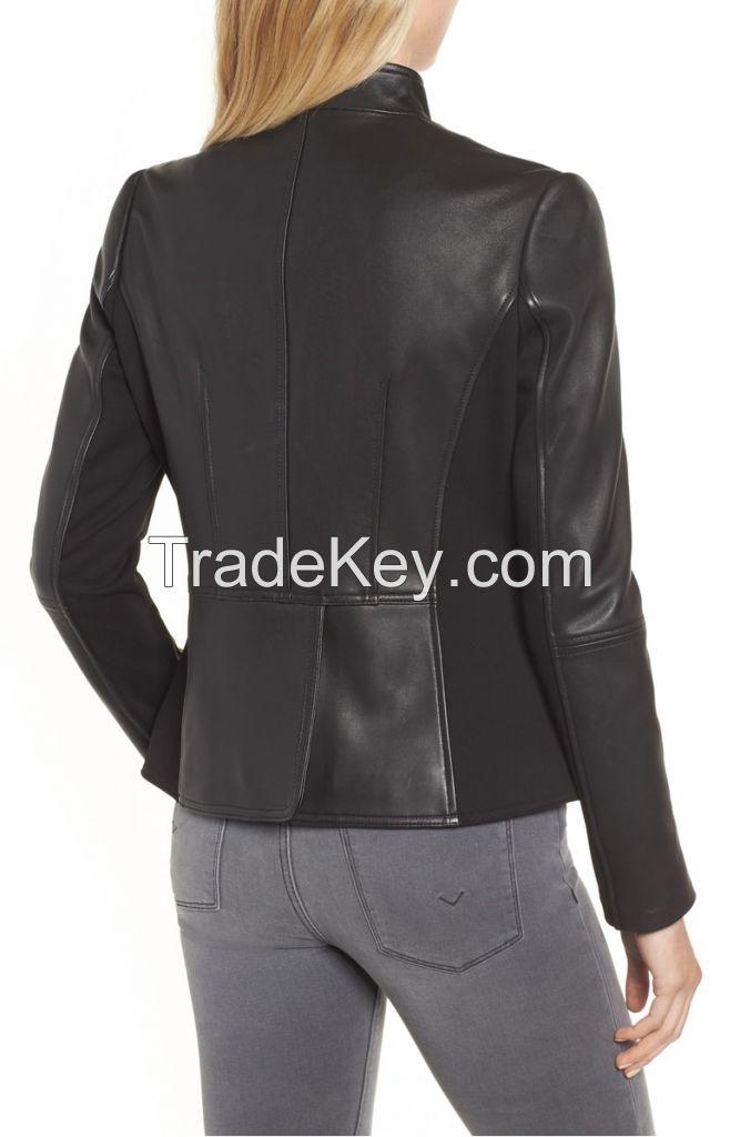 2018 black   leather women jacket