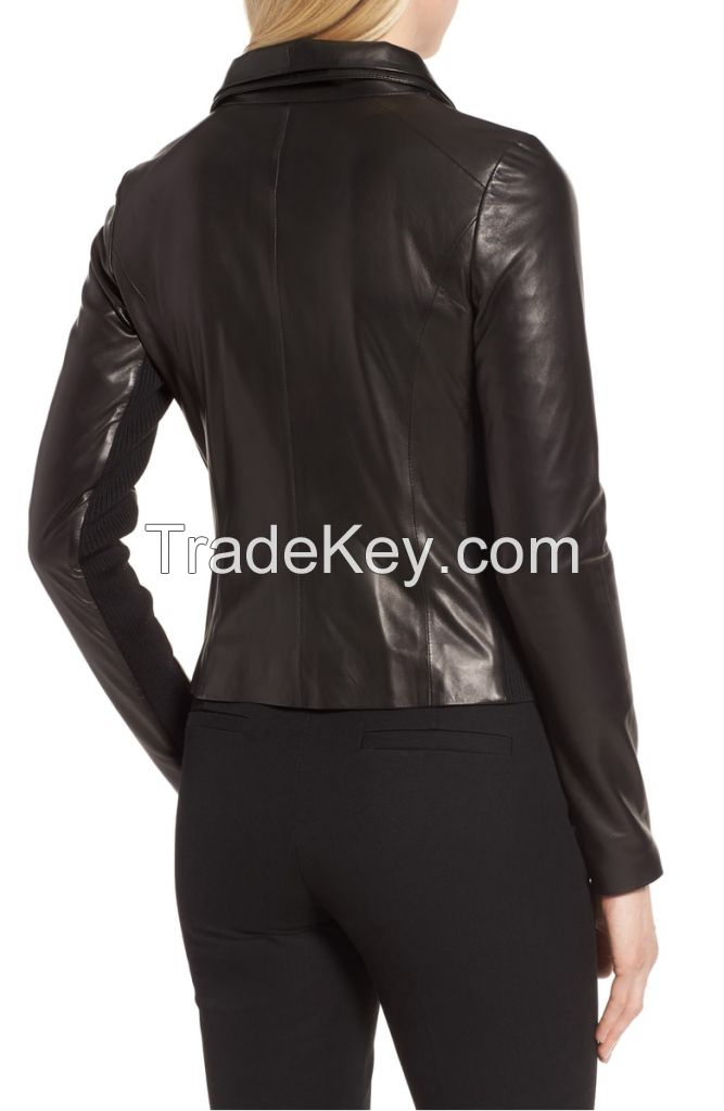 black  leather  women jacket