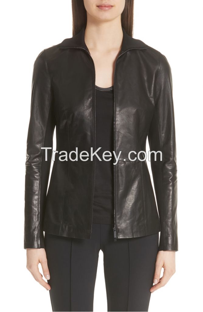 casual black  leather jacket 