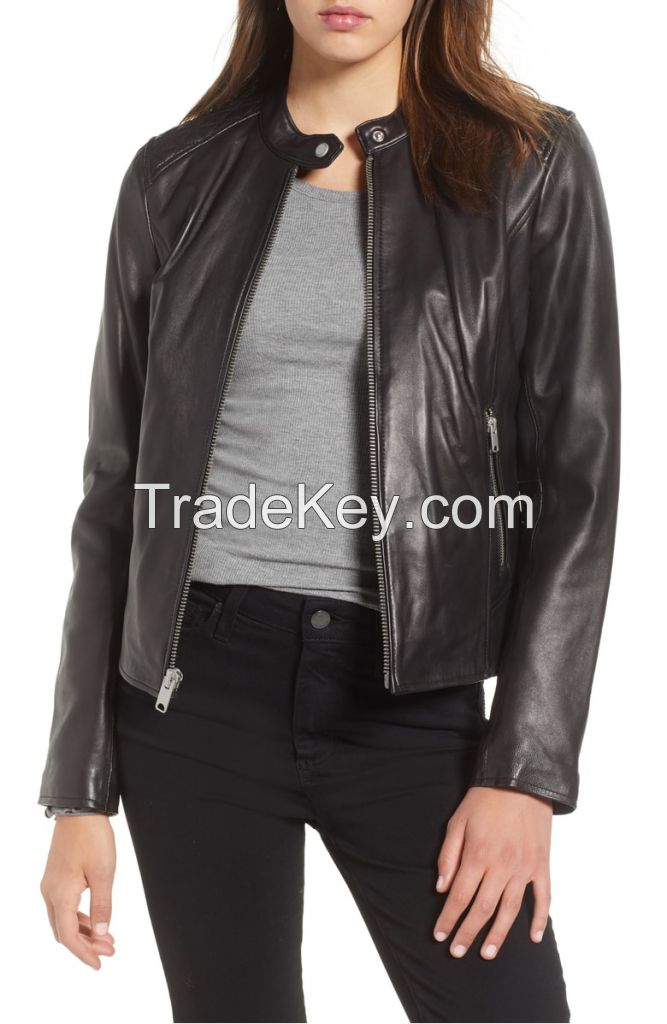 classic women  leather jacket