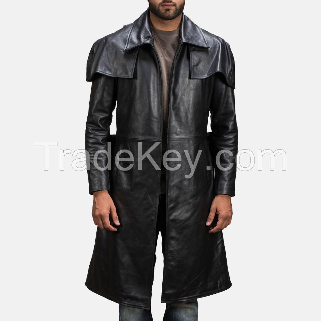 stylish   leather long coat
