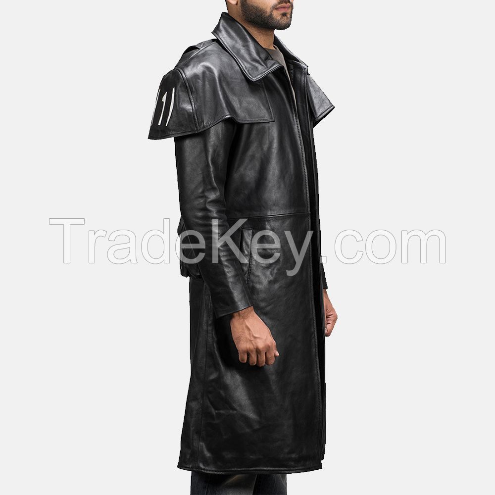 stylish   leather long coat