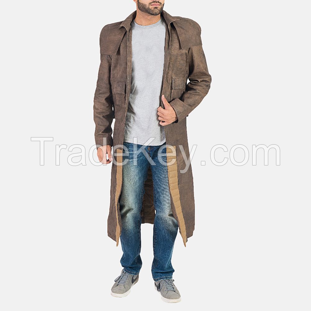 versatile leather long coat