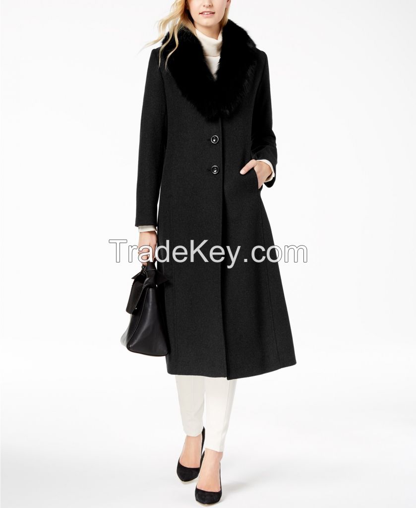 DECENT BLACK  WOMAN LEATHER COAT