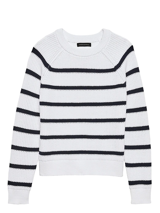 women stem  sweater white with black line