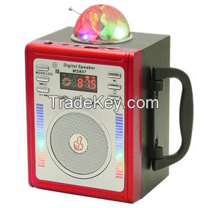 Portable Wooden Box Radio with USB/Micro SD/Remote Control/LED disco light