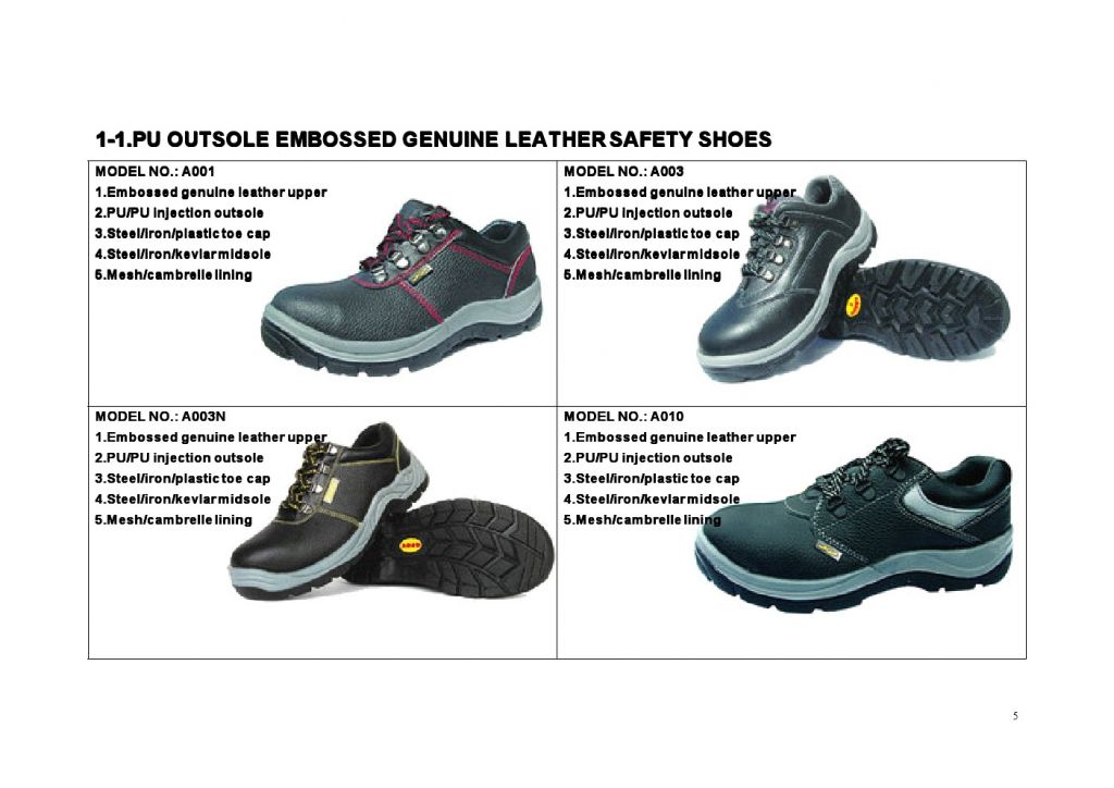 PU OUTSOLE EMBOSSED GENUINE LEATHER SAFETY SHOES