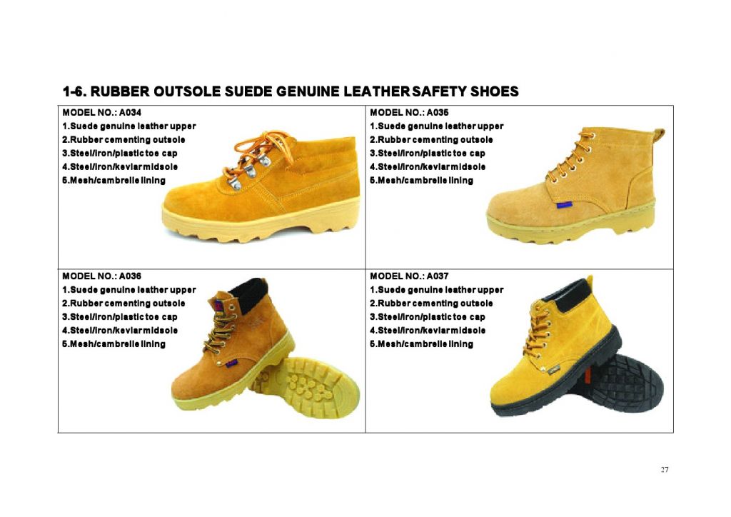 RUBBER OUTSOLE EMBOSSED GENUINE LEATHER SAFETY SHOES