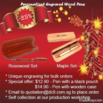 DC9 â Singapore personalized engraved wood pens