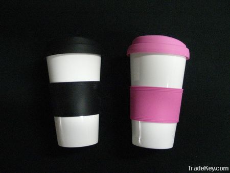 coffee to go mug with siliicon cover and ring