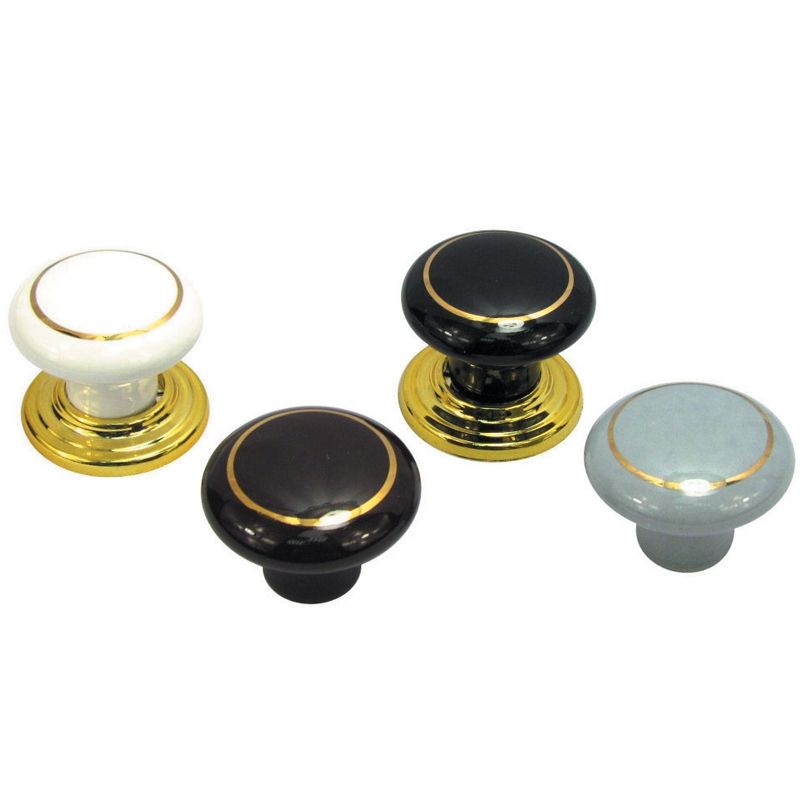 CUPBOARD KNOB / CERAMIC KNOB /WITH OR WITHOUT GOLD RING AND WITH OR WITHOUT GOLD PLATE CUPBOARD KNOB / WHITE, BLACK FINISH KNOB