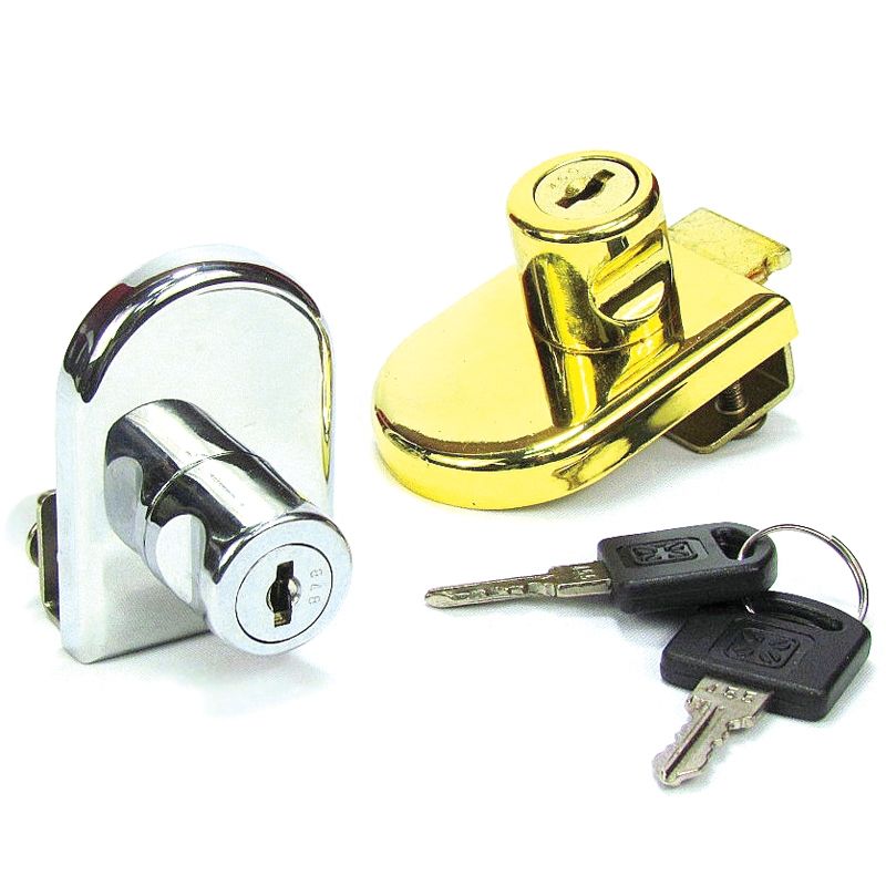 Glass Cabinet door lock/Glass Cabinet Door lock without boring hole/Chrome ,Brass Plated and Gold Plated Glass Cabinet door lock