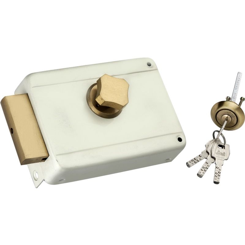 Both Side key Hi-tech Rim Lock / Door lock ATQ /SS, Antique & Ivory finish / Millon Key Combination/ link brand