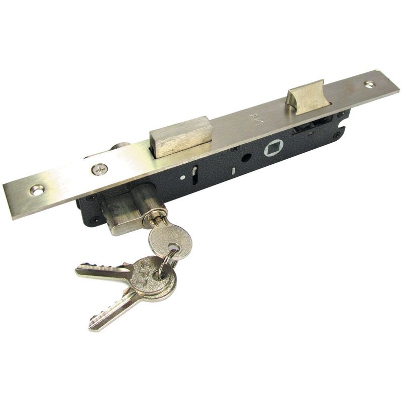 LOCK BODY FOR ALUMINUM DOORS /ALUMINIUM DOOR LOCK SINGLE TURN (DOMUS STYLE) WITH LATCH /ALUMINIUM DOOR LOCK CHROME AND SS FINISH