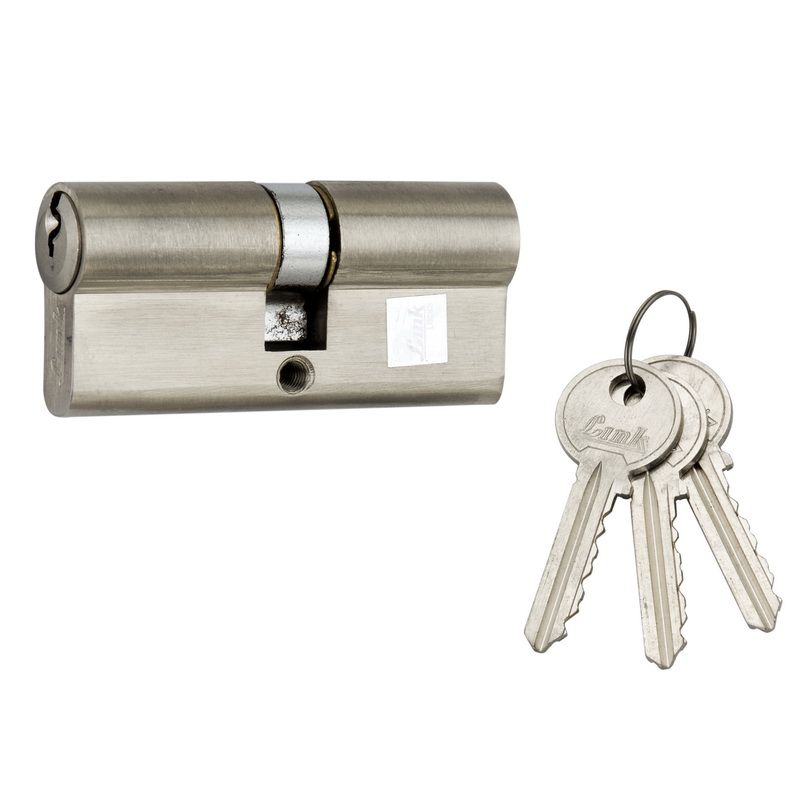 5 Pin Double Cylinder lock 60 mm / Knob and Coin / Nickle, SS finish / 25000 key combination / Link Brand Double cylinder