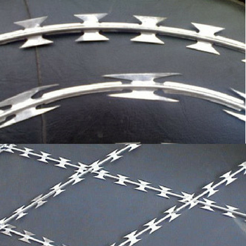 Razor Concertina Wire/ Galvanized iron/Stainless steel/PVC coated Razor blade wire/ Military concertina Razor barb wire