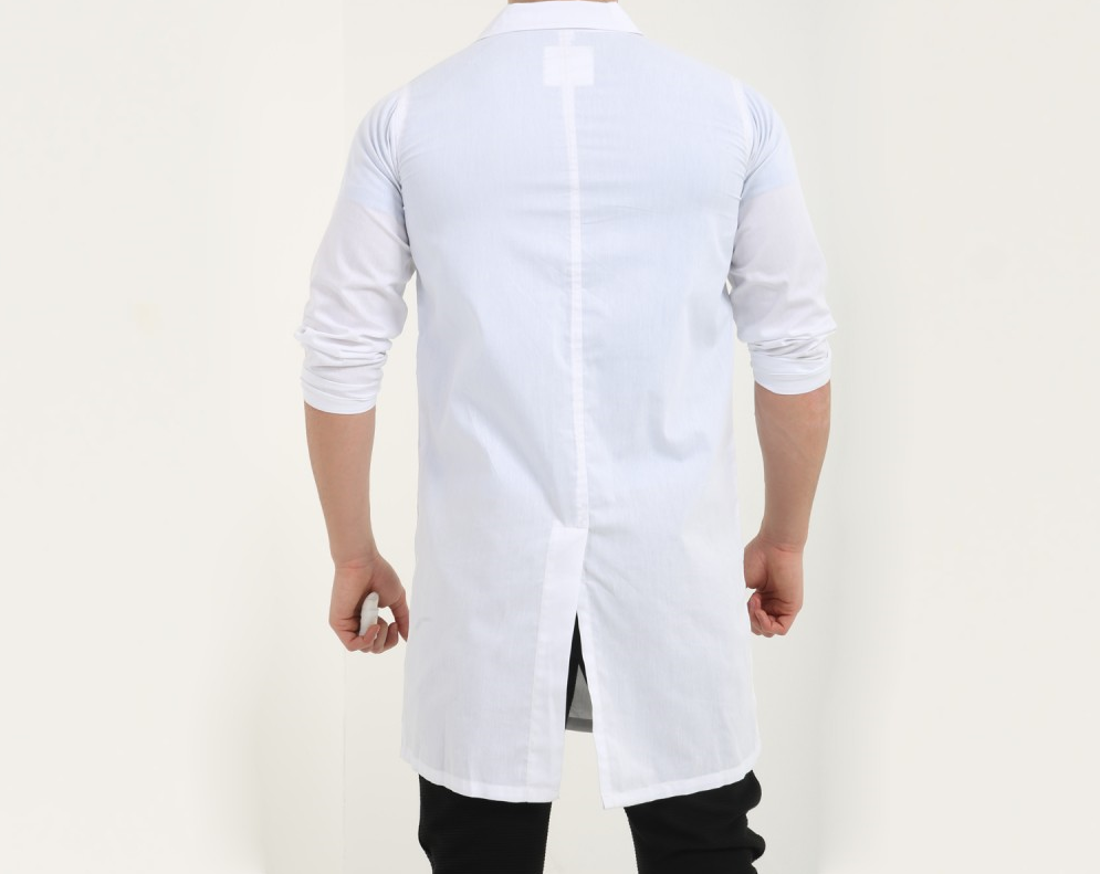 Poly Cotton Lab Coat / Sky Blue, Navy Blue & White Sky Blue, Navy Blue & White