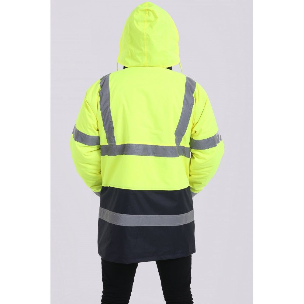 Fluorescent Parka with Reflective Tape / Safety Parka / Windproof/Waterproof/Insulated/Taped Seams Parka
