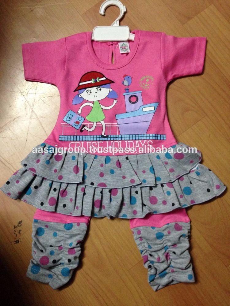 Girls Two Pcs Set Dubai Stock Lot Garments Girls Frock