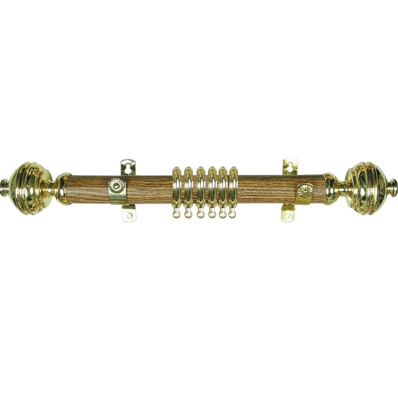 CURTAIN RODS / ADJUSTABLE CURTAIN RODS / CURTAIN ROD COMPLETE WITH ACCESSORIES / CURTAIN ROD GOLD PLATED WOOD TEAK WHITE