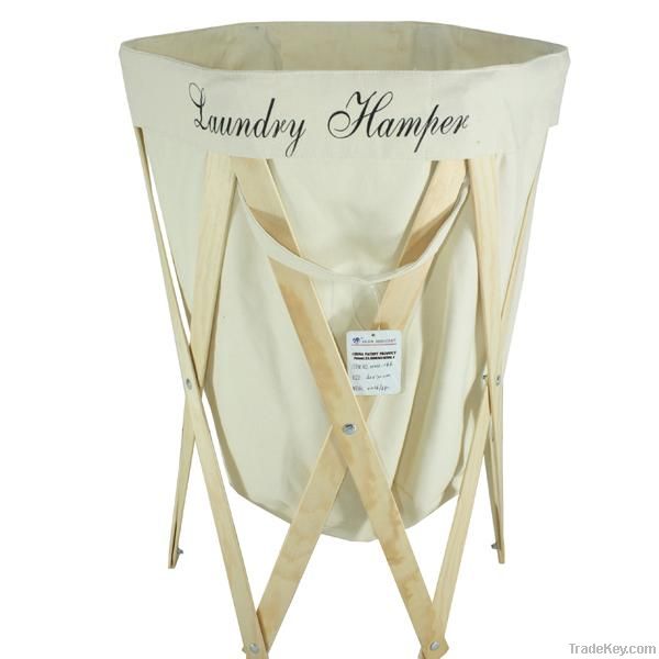 laundry hamper&wooden storage basket