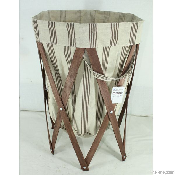 laundry hamper&wooden storage basket