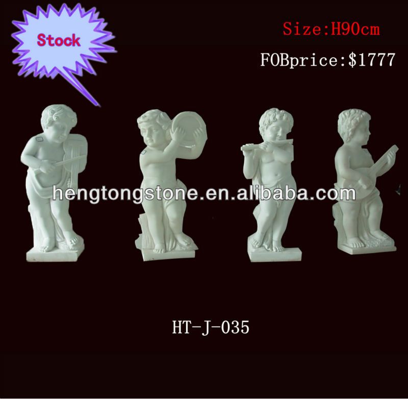 Decotative White Marble Four Boy Statue