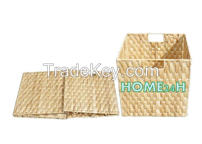 Water Hyacinth Folding Basket, High quality and best price