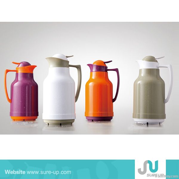 Plastic thermos vacuum flask/jug with glass liner, carafe 1.0L