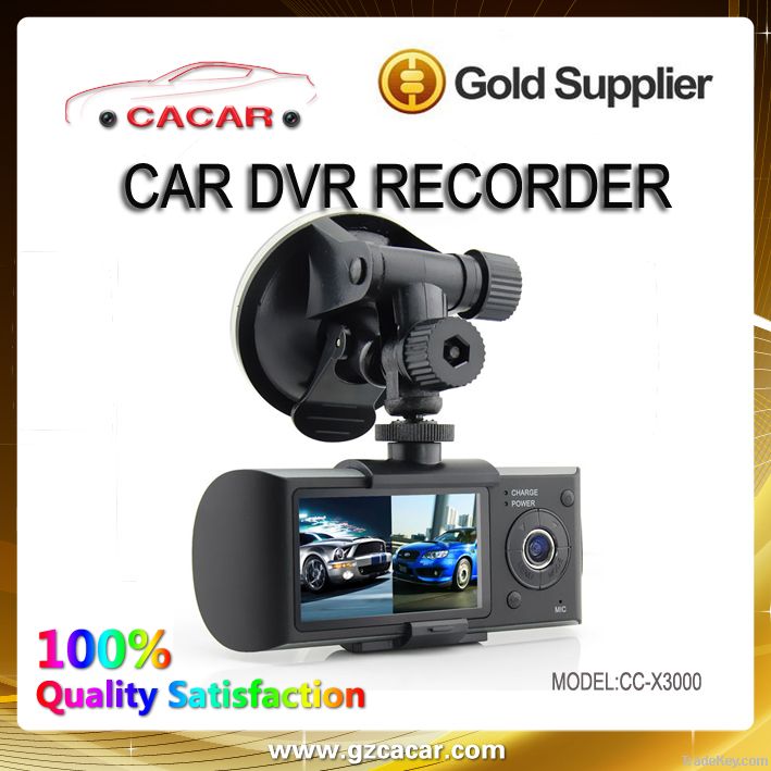 Hot sale HD dual camera car dVR recorder with GPS